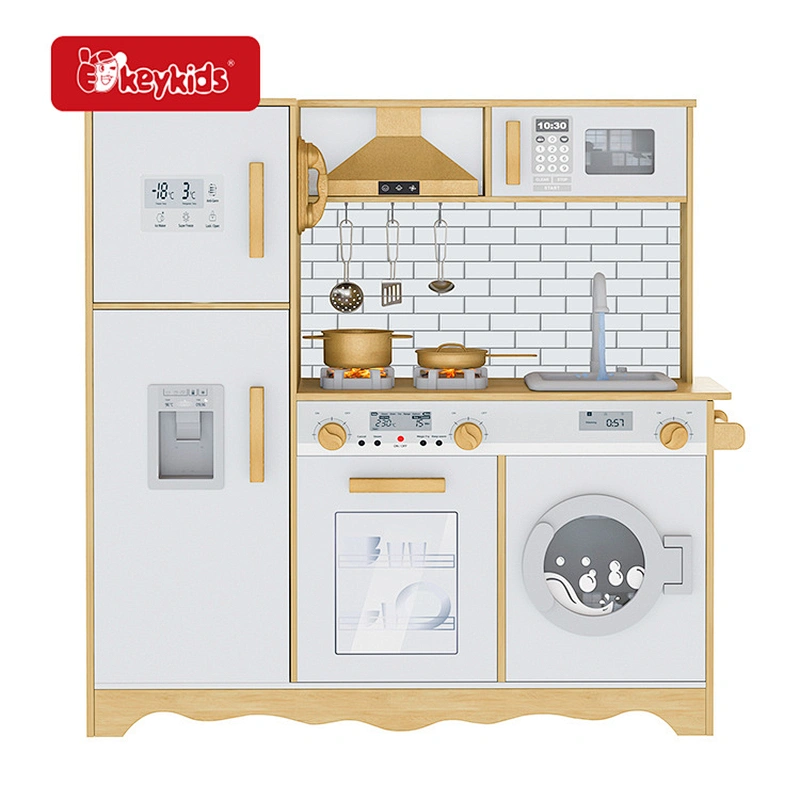 Realistic Stove Waterproof Wooden Chef Play Kitchen with Working Water Tap W10C513K